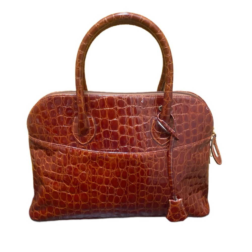 Holt Renfrew- Crocodile-Embossed Tan Satchel-NWOT